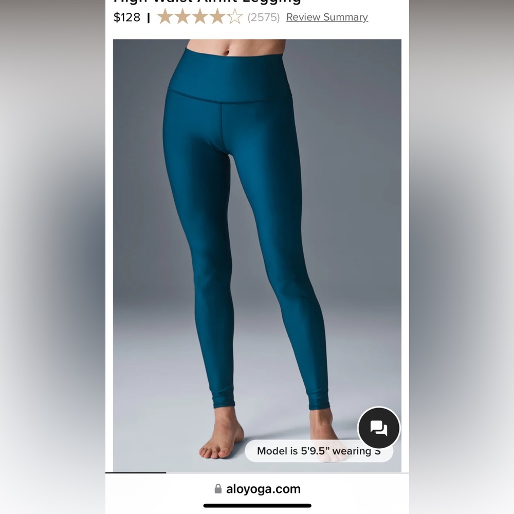 ALO 7/8 length Compression leggings in Emerald, SZ S, sheen finish, like new